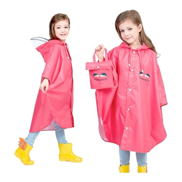 Other - Pink Hooded rain poncho with Bag xhokd size large
